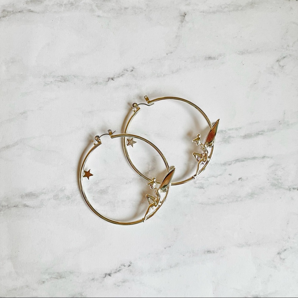 Disney Couture Tinkerbell Silver Hoop Earrings